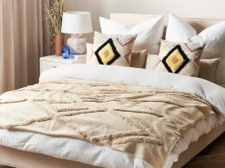 Outlet Beliani Coperta MORBI Cotone 130 x 180 cm Beige