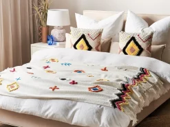 Beliani Coperta MORENA Cotone 130 x 180 cm Multicolore Beige Multicolore