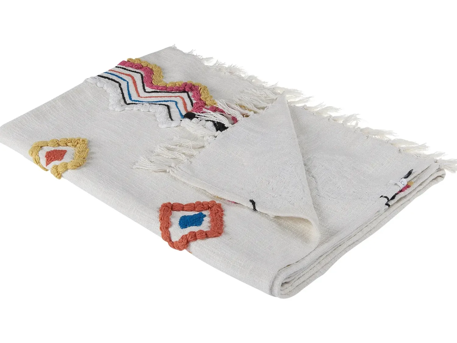 Beliani Coperta MORENA Cotone 130 x 180 cm Multicolore Beige Multicolore