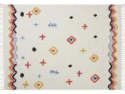 Beliani Coperta MORENA Cotone 130 x 180 cm Multicolore Beige Multicolore