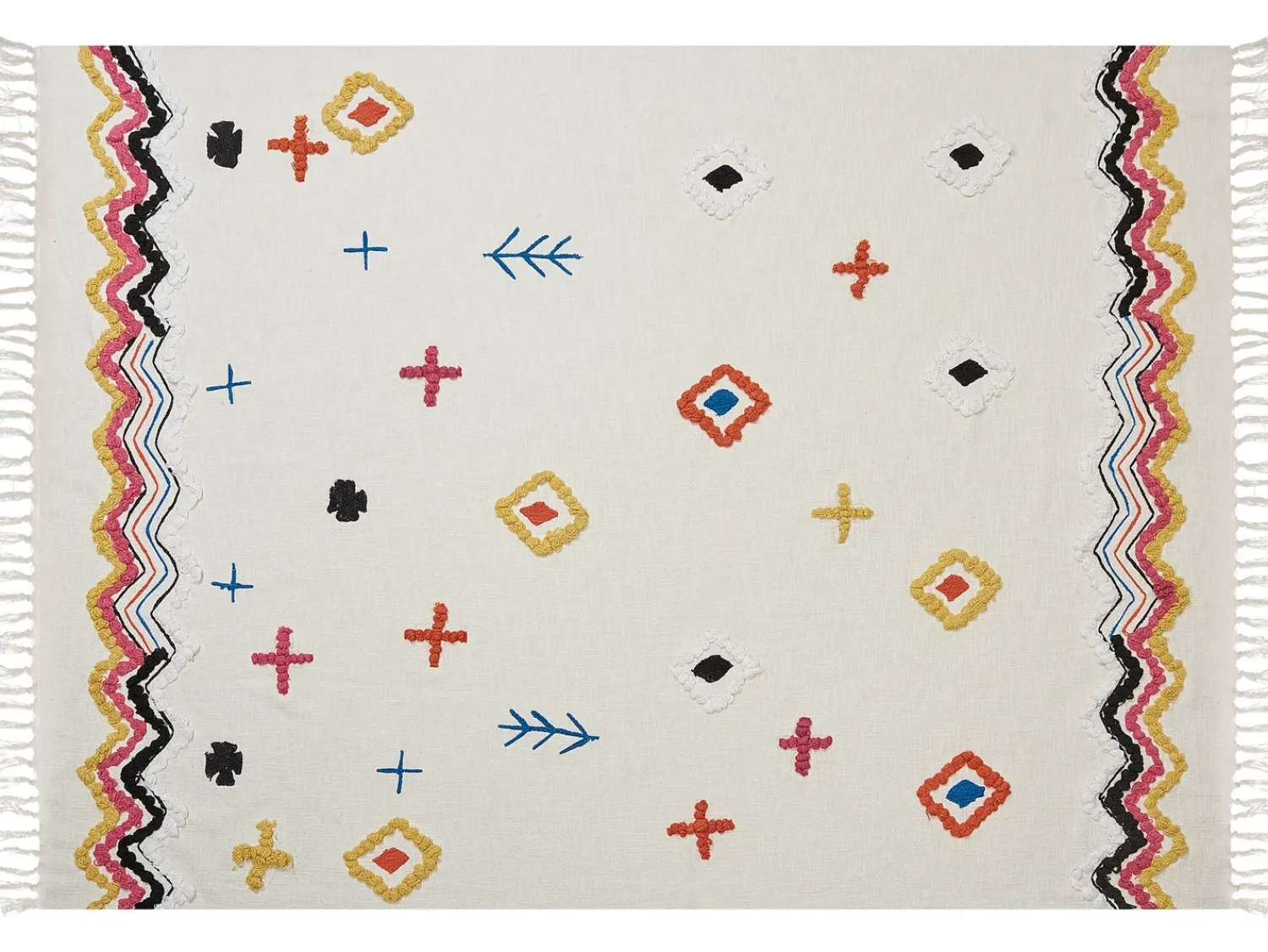 Beliani Coperta MORENA Cotone 130 x 180 cm Multicolore Beige Multicolore