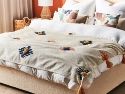 Discount Beliani Coperta MUNGER Cotone 130 x 180 cm Beige Arancione Beige Blu Giallo Multicolore