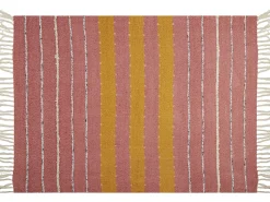 Sale Beliani Coperta NAIKHU Cotone 130 x 170 cm Rosso chiaro Giallo Rosso