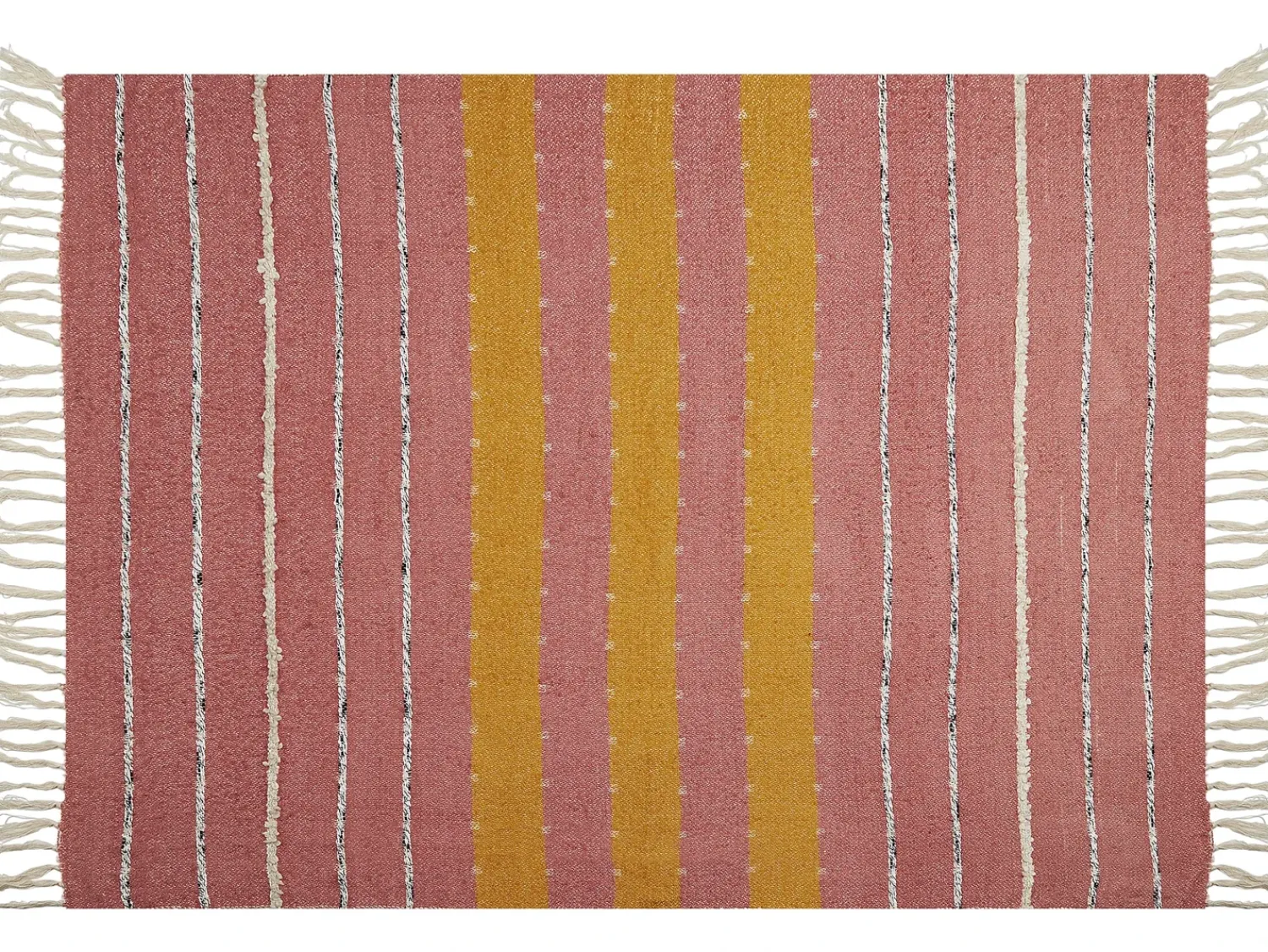 Sale Beliani Coperta NAIKHU Cotone 130 x 170 cm Rosso chiaro Giallo Rosso