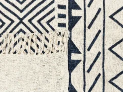 New Beliani Coperta NAJUY Cotone Beige Beige Blu