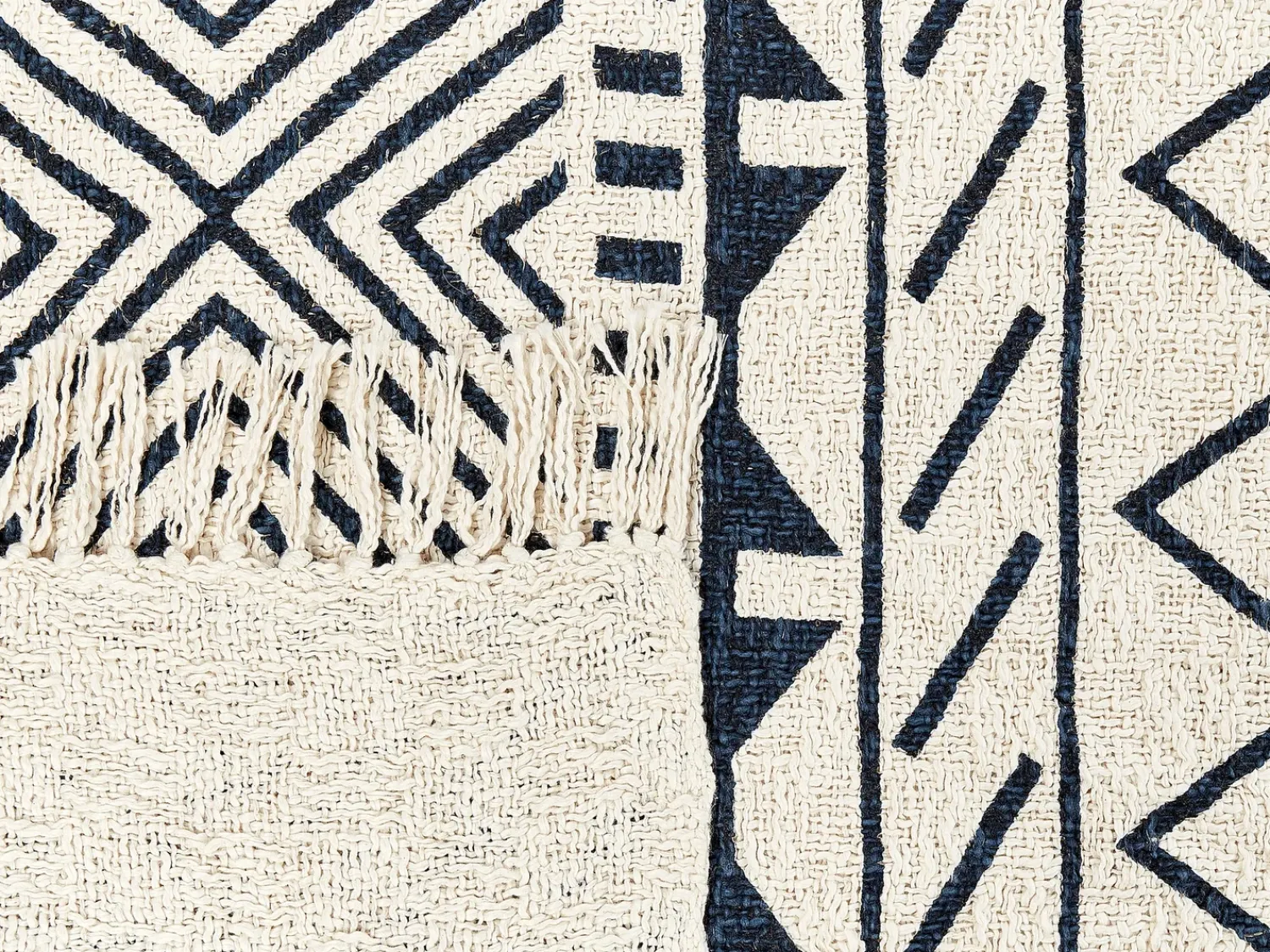 New Beliani Coperta NAJUY Cotone Beige Beige Blu