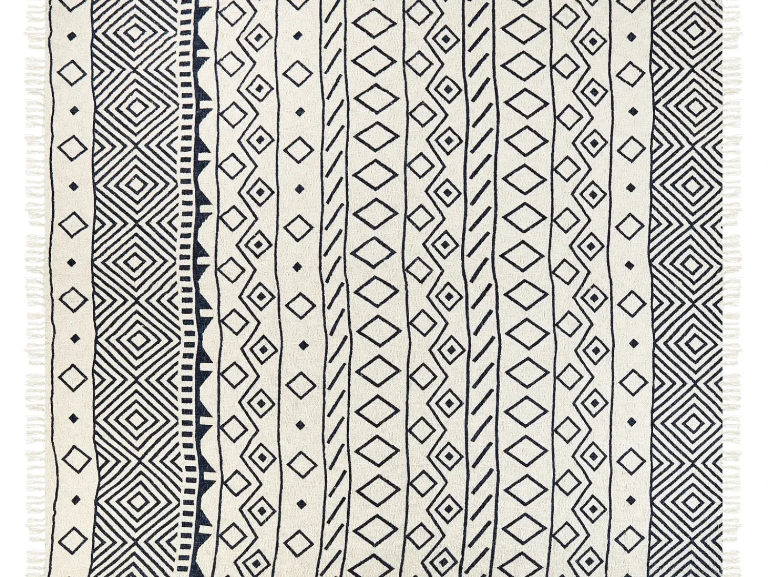 New Beliani Coperta NAJUY Cotone Beige Beige Blu