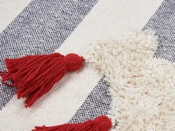 Sale Beliani Coperta NAMTAR Cotone 125 x 150 cm Bianco Arancione Bianco Grigio