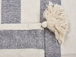 Sale Beliani Coperta NAMTAR Cotone 125 x 150 cm Bianco Arancione Bianco Grigio