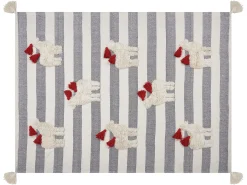 Sale Beliani Coperta NAMTAR Cotone 125 x 150 cm Bianco Arancione Bianco Grigio