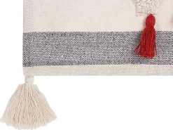 Sale Beliani Coperta NAMTAR Cotone 125 x 150 cm Bianco Arancione Bianco Grigio