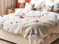 Beliani Coperta NANDYAL Cotone 130 x 180 cm Beige Bianco Beige Rosa
