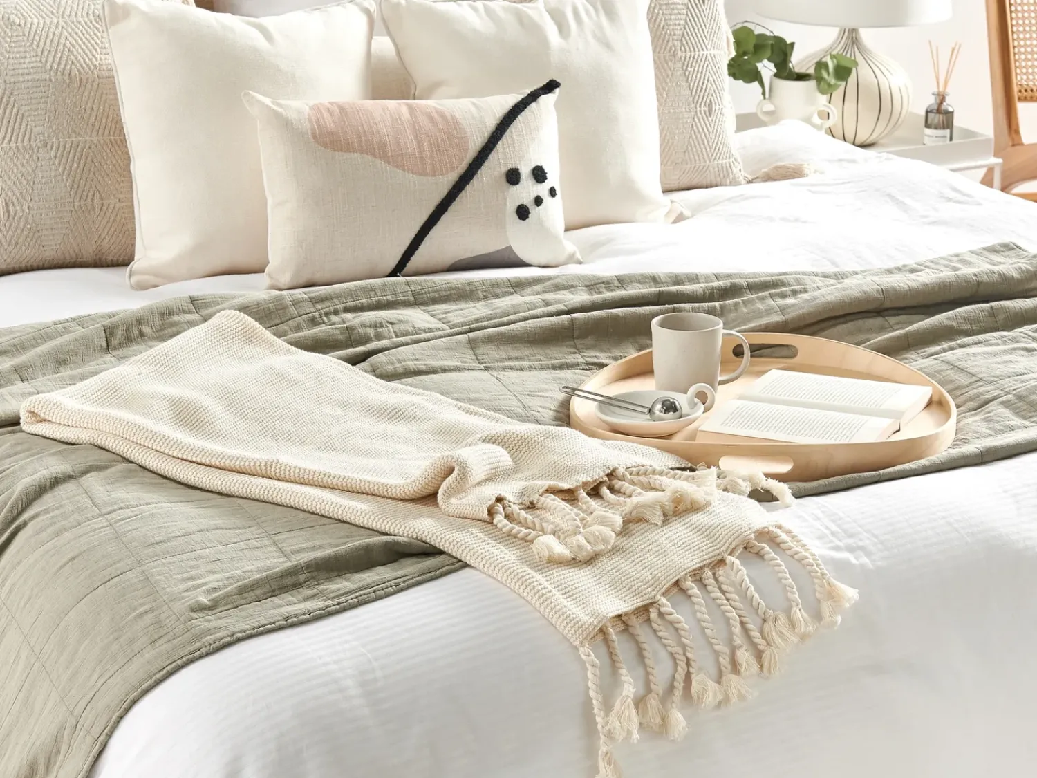 Best Beliani Coperta NAZILLI Cotone 125 x 150 cm Beige