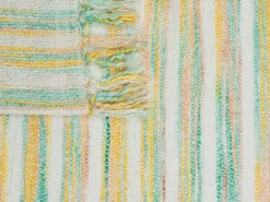 Outlet Beliani Coperta NUWAR Tessuto 130 x 170 cm Giallo Beige Giallo Verde Multicolore