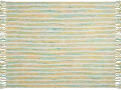 Outlet Beliani Coperta NUWAR Tessuto 130 x 170 cm Giallo Beige Giallo Verde Multicolore