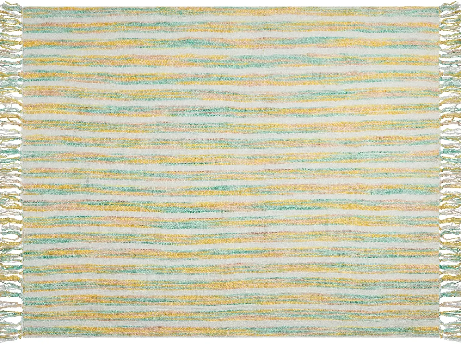 Outlet Beliani Coperta NUWAR Tessuto 130 x 170 cm Giallo Beige Giallo Verde Multicolore