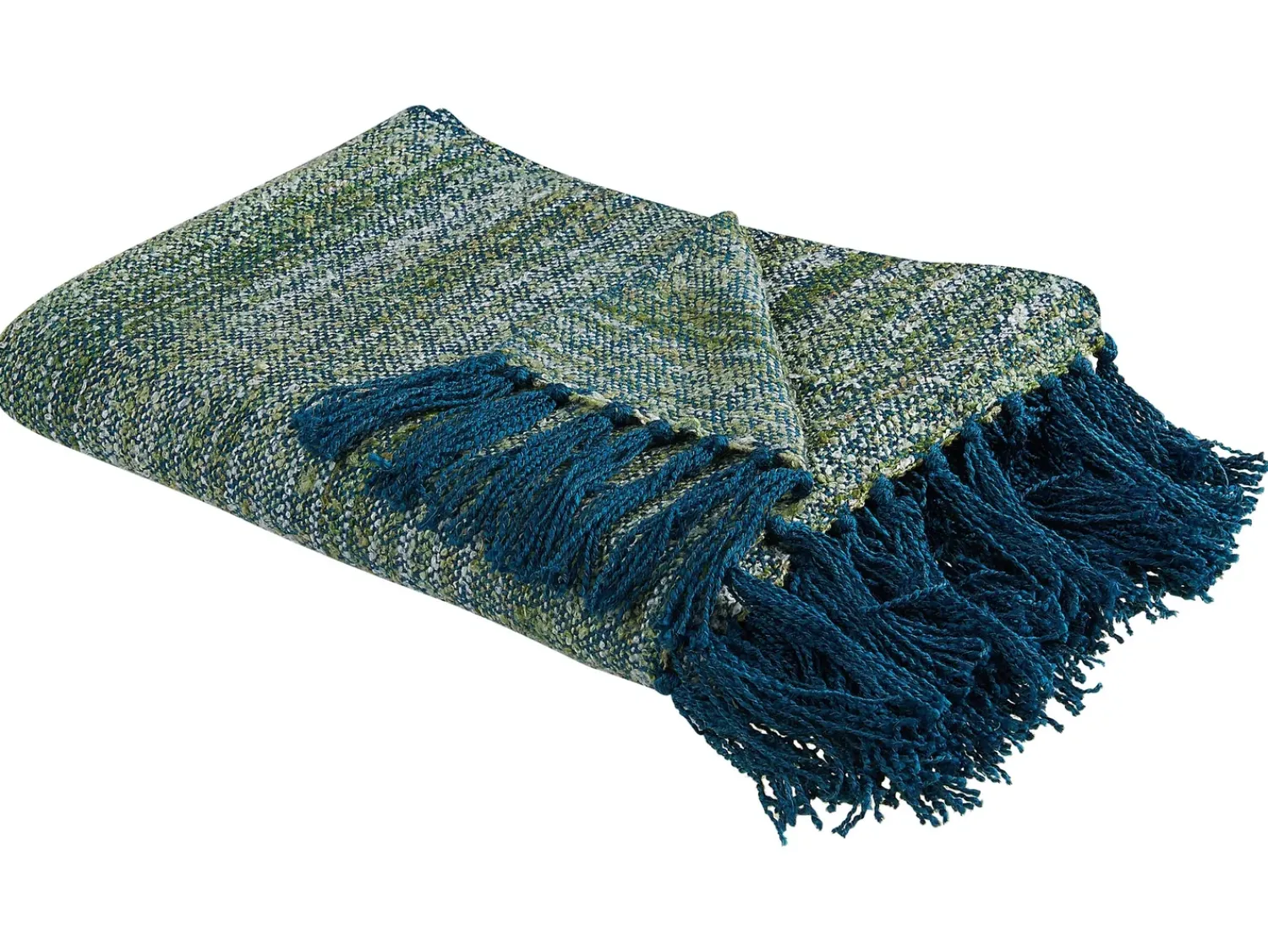Clearance Beliani Coperta PAIRE Tessuto 130 x 170 cm Foglia di tè Blu Verde