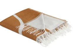 Discount Beliani Coperta PALHI Tessuto 130 x 170 cm Arancione Bianco Arancione