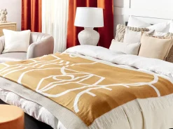 Discount Beliani Coperta PALHI Tessuto 130 x 170 cm Arancione Bianco Arancione