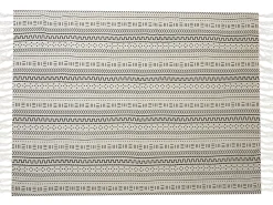 New Beliani Coperta PANVEL Cotone 130 x 180 cm Bianco Bianco Nero
