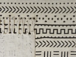 New Beliani Coperta PANVEL Cotone 130 x 180 cm Bianco Bianco Nero
