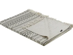 New Beliani Coperta PANVEL Cotone 130 x 180 cm Bianco Bianco Nero