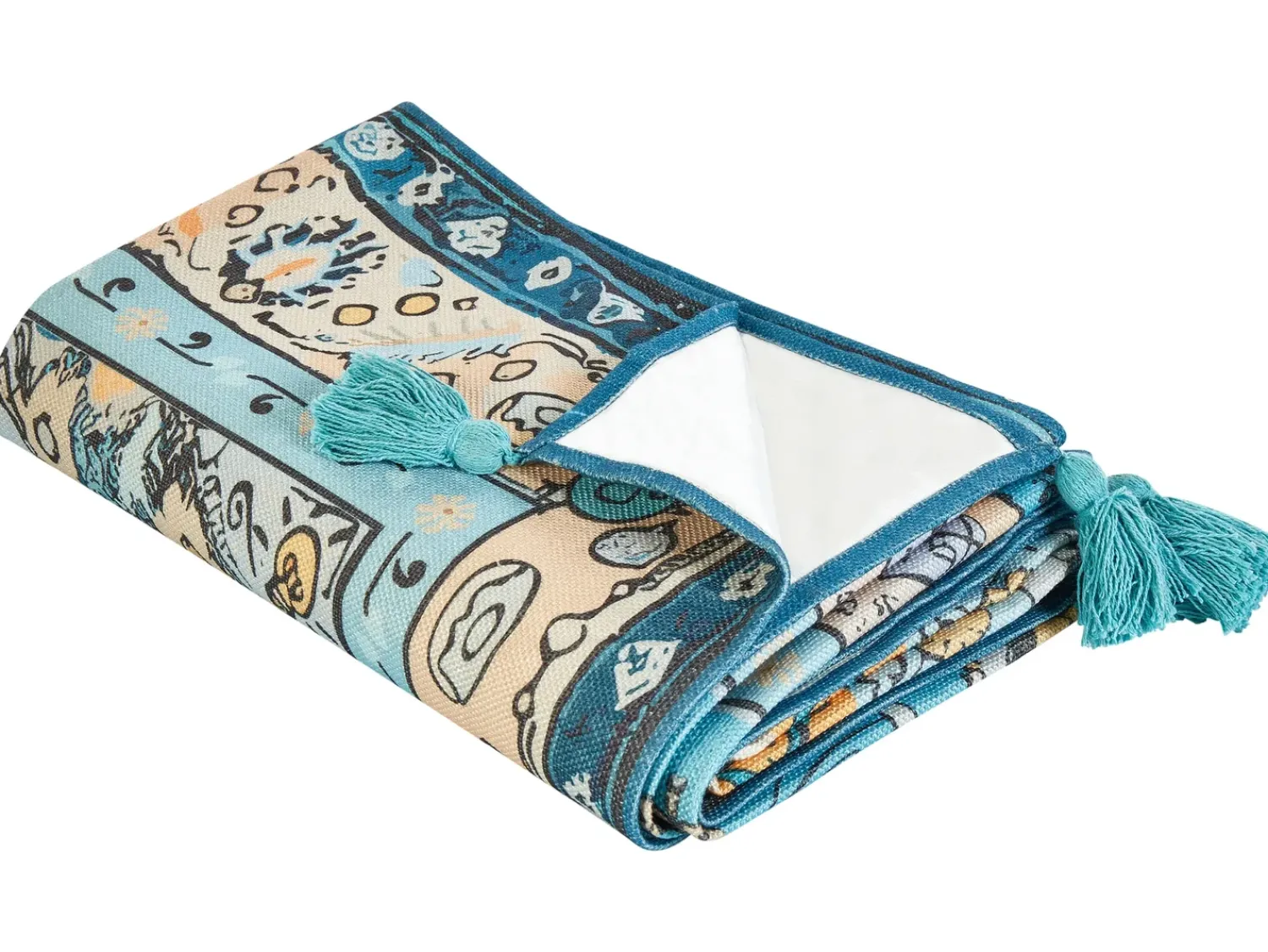 Sale Beliani Coperta per picnic KOTLA 200 x 200 cm Blu Beige Blu Giallo