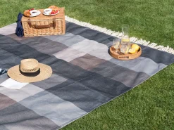 Online Beliani Coperta per picnic LUNDA 200 x 200 cm Grigio Grigio Marrone