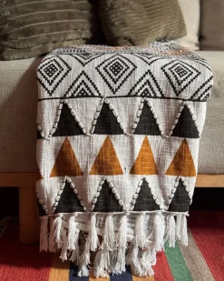 Outlet Beliani Coperta PRODDATUR Cotone 130 x 180 cm Multicolore Beige Giallo Nero Multicolore
