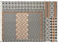 Outlet Beliani Coperta PRODDATUR Cotone 130 x 180 cm Multicolore Beige Giallo Nero Multicolore
