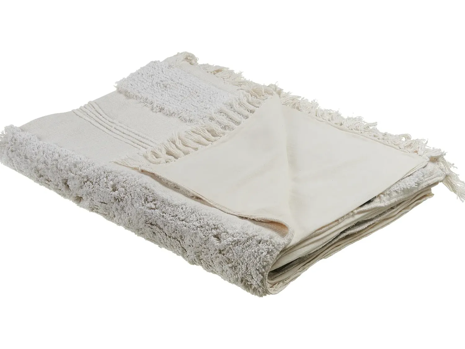 Sale Beliani Coperta RAEBARELI Cotone 130 x 180 cm chiaro Beige