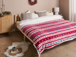 Outlet Beliani Coperta REKA Rosso Bianco Rosso Blu