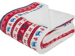 Outlet Beliani Coperta REKA Rosso Bianco Rosso Blu