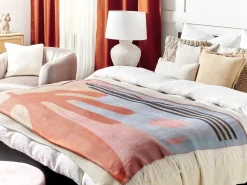 New Beliani Coperta RESHA 130 x 170 cm Multicolore Blu Rosa Multicolore