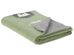 Hot Beliani Coperta RUSAMI Cotone 130 x 170 cm Verde Bianco Nero Verde