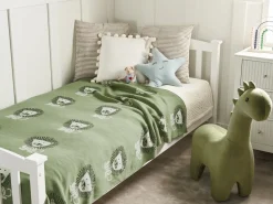 Hot Beliani Coperta RUSAMI Cotone 130 x 170 cm Verde Bianco Nero Verde