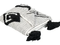 New Beliani Coperta SAATLI 130 x 150 cm Bianco Bianco Nero