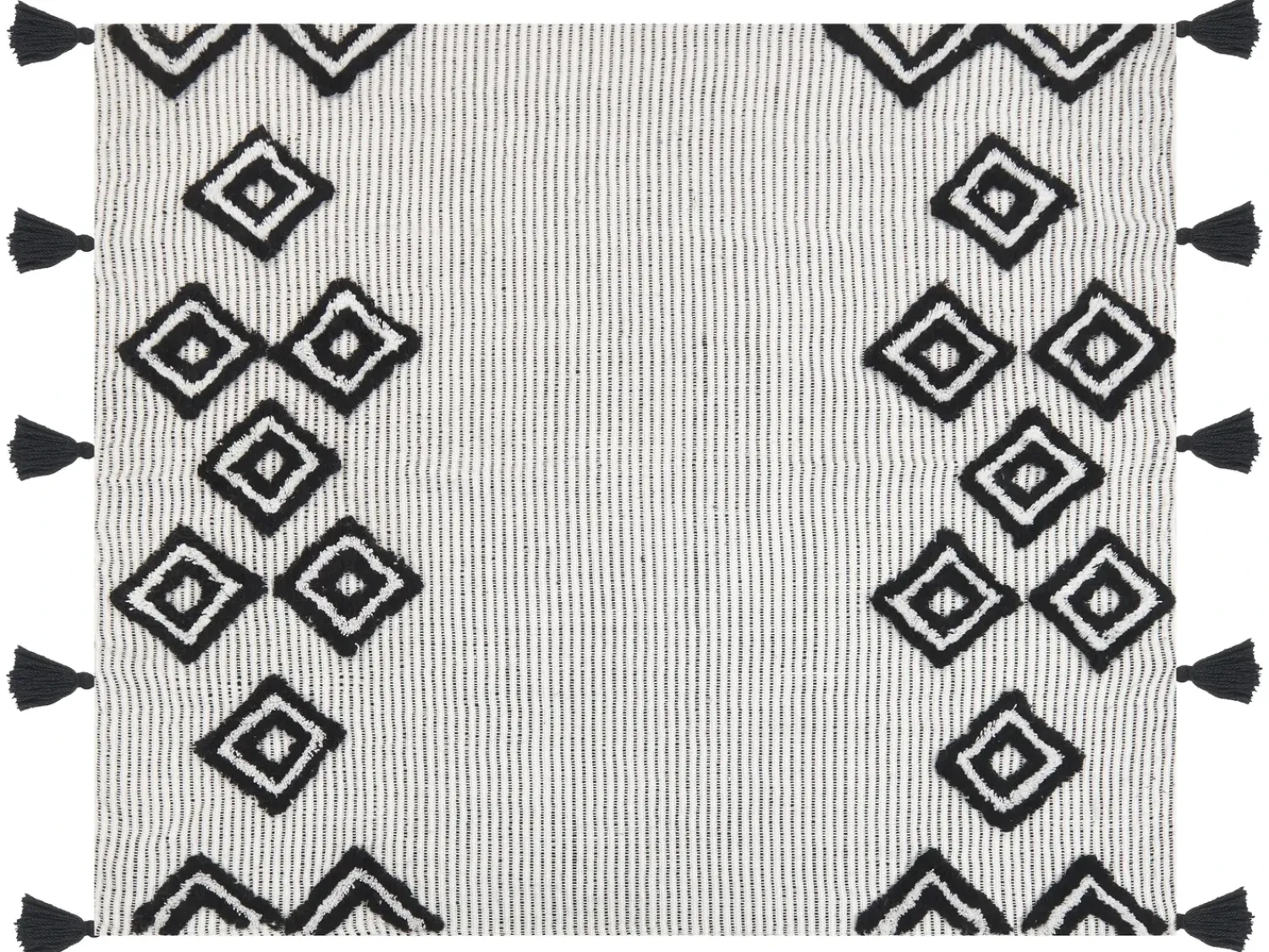 New Beliani Coperta SAATLI 130 x 150 cm Bianco Bianco Nero