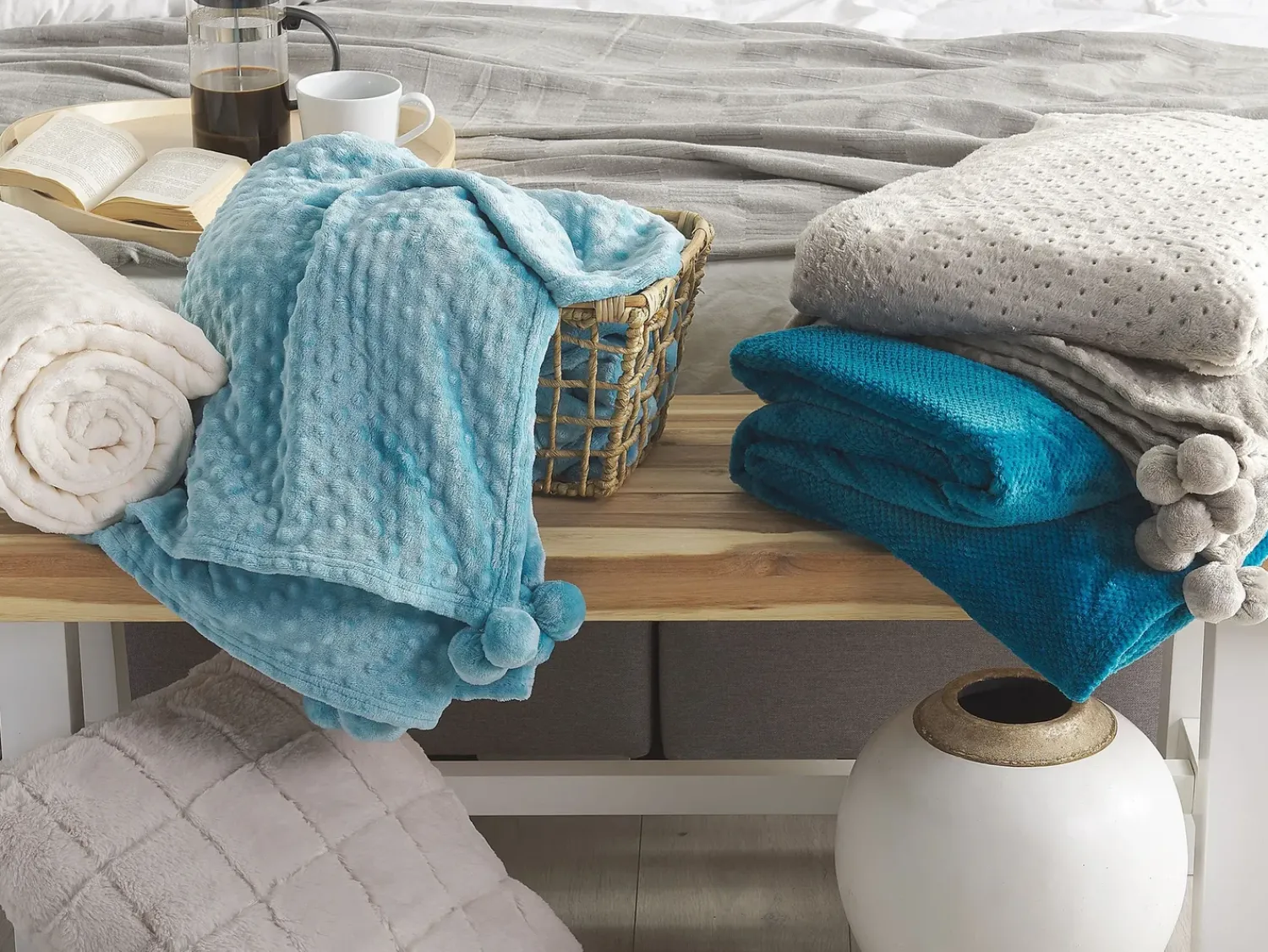 Discount Beliani Coperta SAITLER 200 x 220 cm Turchese Blu