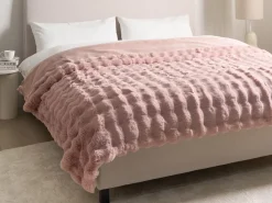New Beliani Coperta SALKA Finta pelliccia 200 x 220 cm pastello Rosa