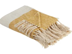 Online Beliani Coperta SALME Tessuto 130 x 170 cm Beige Beige Arancione