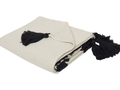 Clearance Beliani Coperta SEDIO Cotone 125 x 150 cm Bianco Bianco Nero