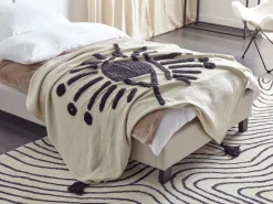 Clearance Beliani Coperta SEDIO Cotone 125 x 150 cm Bianco Bianco Nero