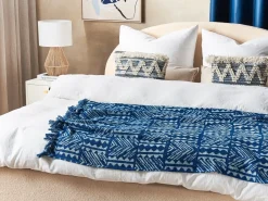 Discount Beliani Coperta SHIVPURI Cotone 130 x 180 cm Blu