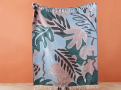 Hot Beliani Coperta SOMANI Tessuto 130 x 170 cm Multicolore Blu Rosa Verde Multicolore