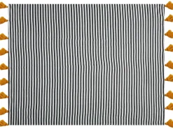 Clearance Beliani Coperta SUNWAL Tessuto 130 x 170 cm Nero/Bianco Arancione Bianco Nero