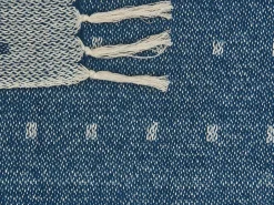 Outlet Beliani Coperta TAARI Cotone 130 x 170 cm Foglia di tè Beige Blu