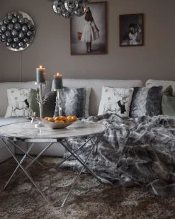 Beliani Coperta TADDART Tessuto Marrone Bianco Marrone Grigio