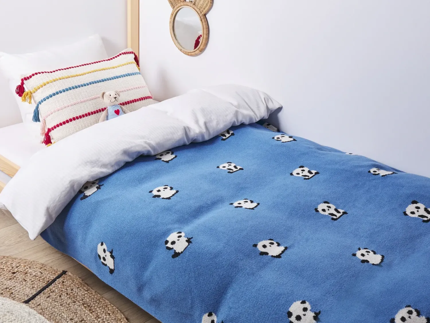 Sale Beliani TALOKAN Cotone 130 x 170 cm Blu Bianco Blu Nero