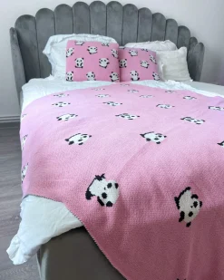 New Beliani TALOKAN Cotone 130 x 170 cm Rosa Bianco Nero Rosa